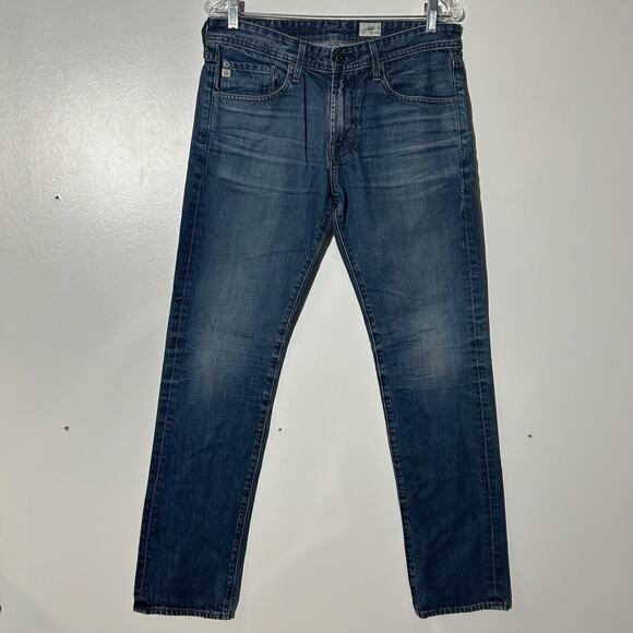 AG Adriano Goldshmied Slim Straight Washed Blue Denim Jeans Mens Size 32 - Picture 1 of 7